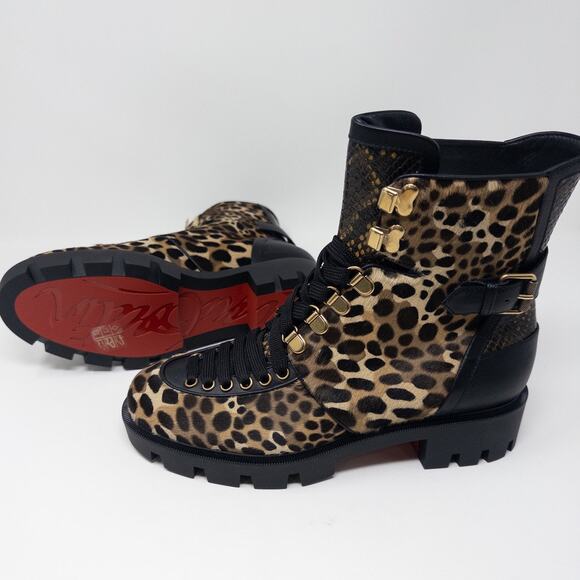 Christian Louboutin Shoes - Christian Louboutin Macadamia Leopard Lace-Up Winter Boots EU 39.5 New